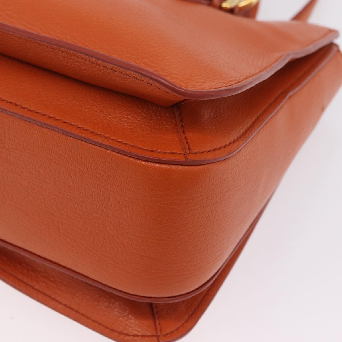 Miu Miu Hand Bag Leather 2way Orange Gold Auth 167849A