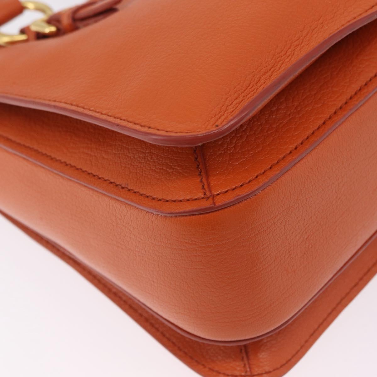 Miu Miu Hand Bag Leather 2way Orange Gold Auth 167849A
