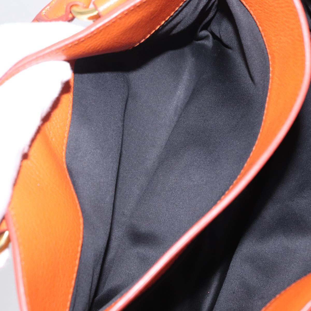 Miu Miu Hand Bag Leather 2way Orange Gold Auth 167849A