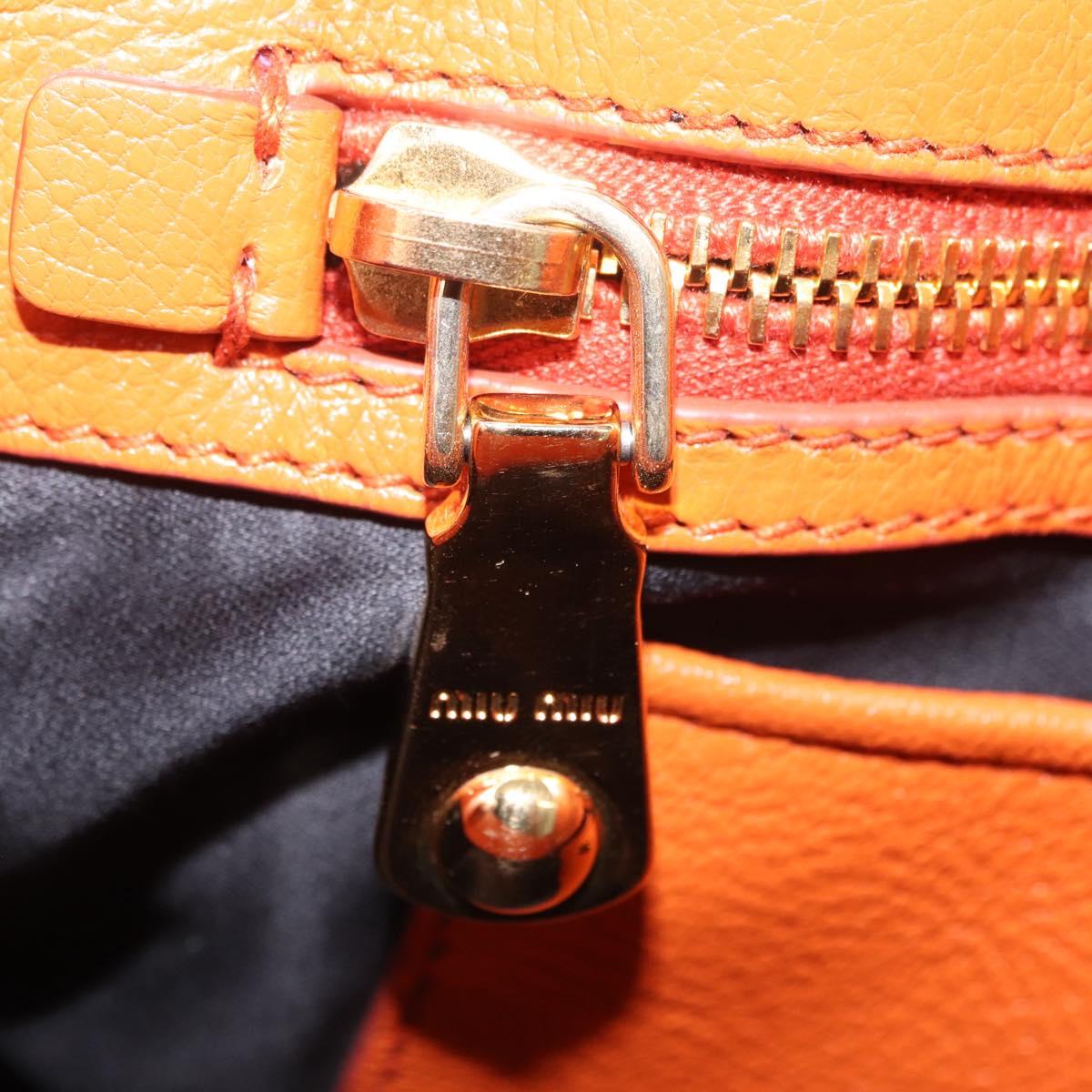 Miu Miu Hand Bag Leather 2way Orange Gold Auth 167849A