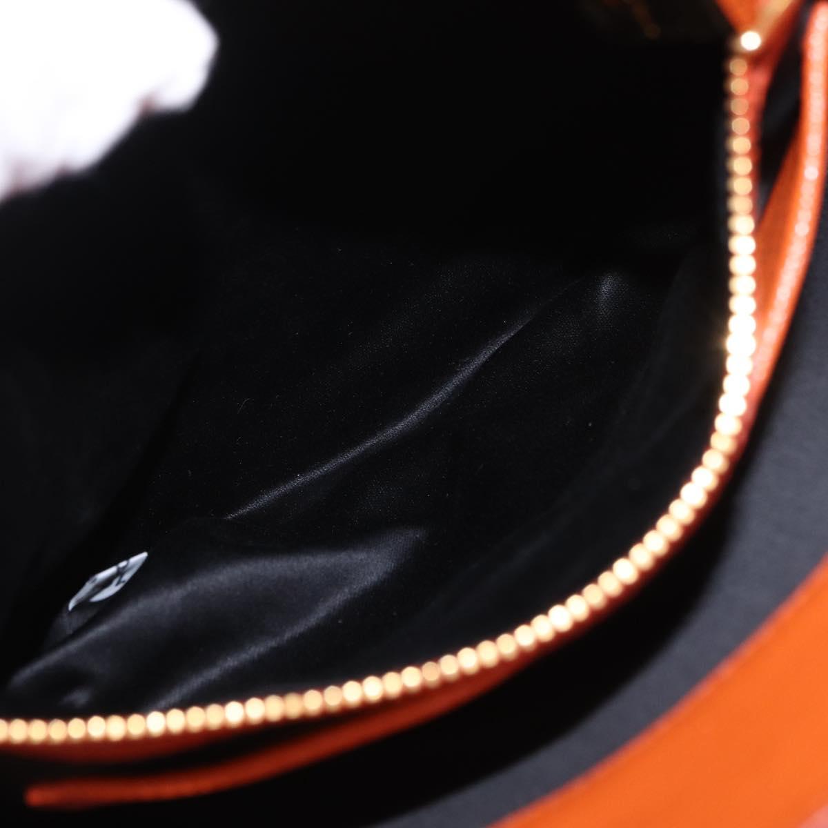 Miu Miu Hand Bag Leather 2way Orange Gold Auth 167849A