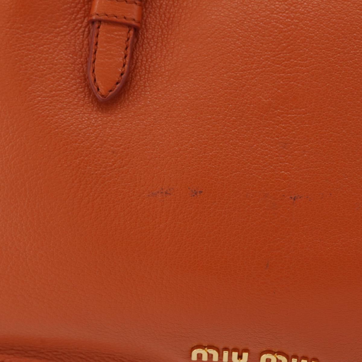 Miu Miu Hand Bag Leather 2way Orange Gold Auth 167849A