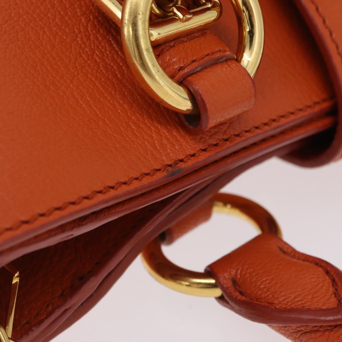 Miu Miu Hand Bag Leather 2way Orange Gold Auth 167849A