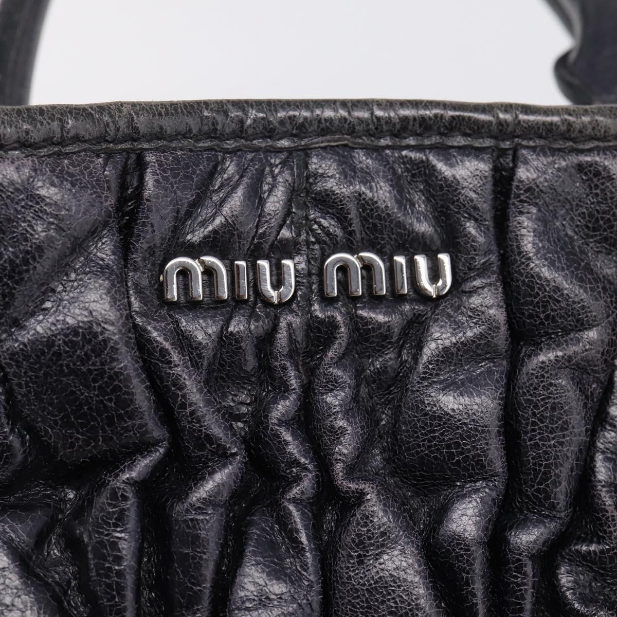 Miu Miu Matelasse Hand Bag Leather 2way Black Silver Auth 167850A