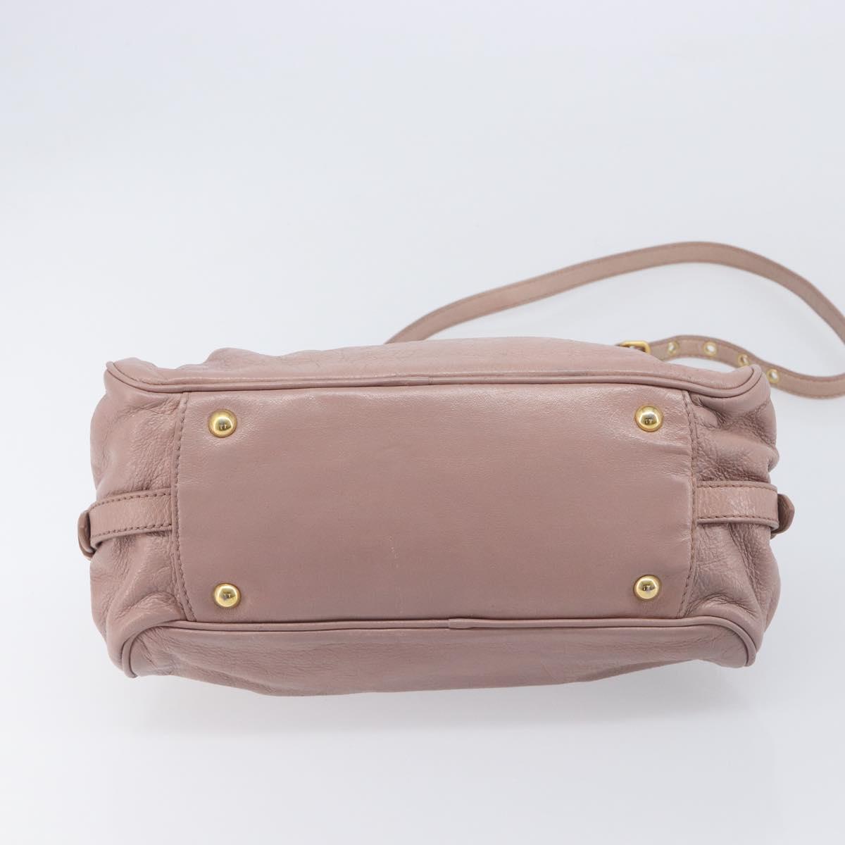 Miu Miu Hand Bag Leather 2way Pink Gold Auth 167851A