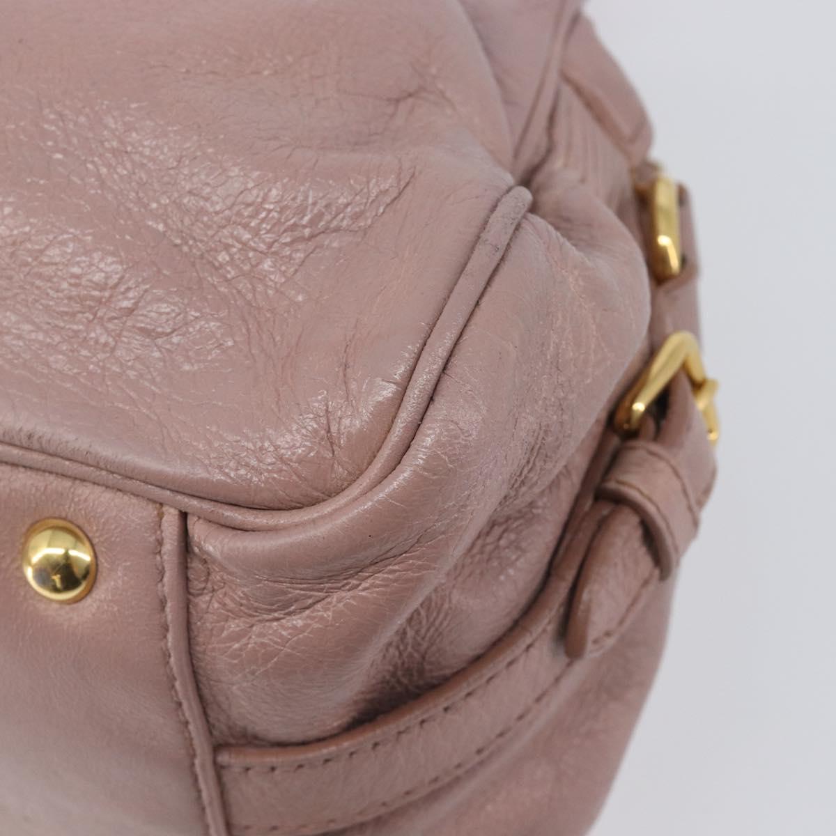 Miu Miu Hand Bag Leather 2way Pink Gold Auth 167851A