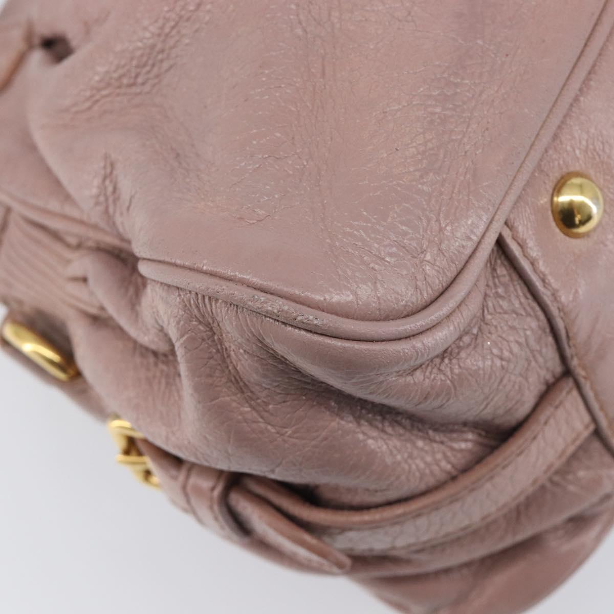 Miu Miu Hand Bag Leather 2way Pink Gold Auth 167851A