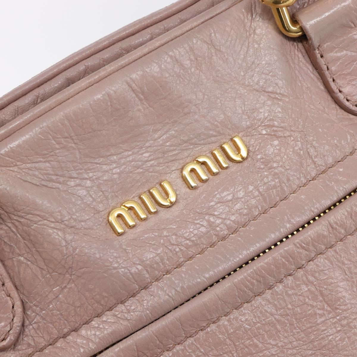 Miu Miu Hand Bag Leather 2way Pink Gold Auth 167851A