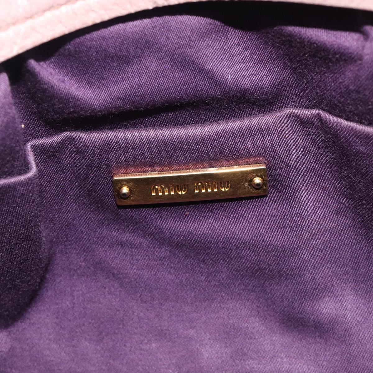 Miu Miu Hand Bag Leather 2way Pink Gold Auth 167851A