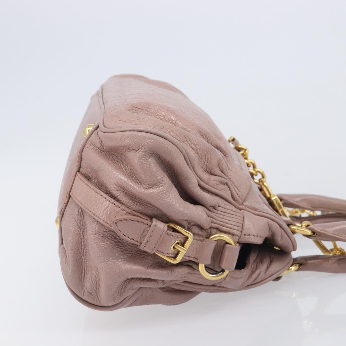 Miu Miu Hand Bag Leather 2way Pink Gold Auth 167851A