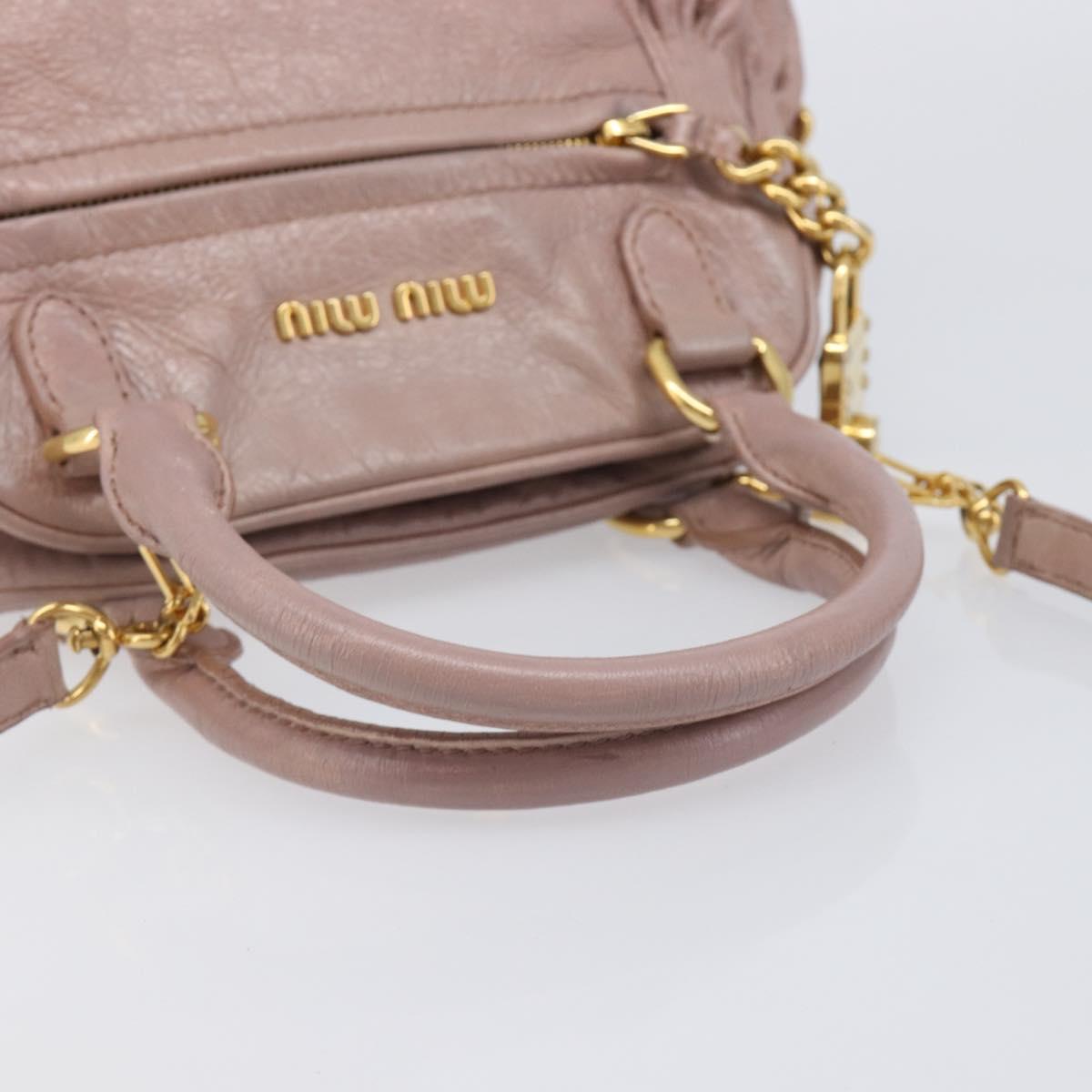 Miu Miu Hand Bag Leather 2way Pink Gold Auth 167851A