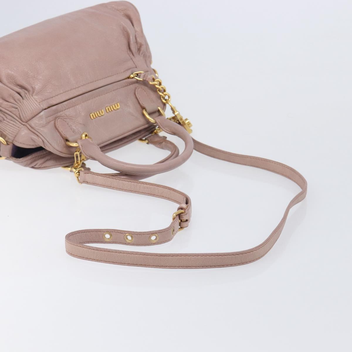 Miu Miu Hand Bag Leather 2way Pink Gold Auth 167851A