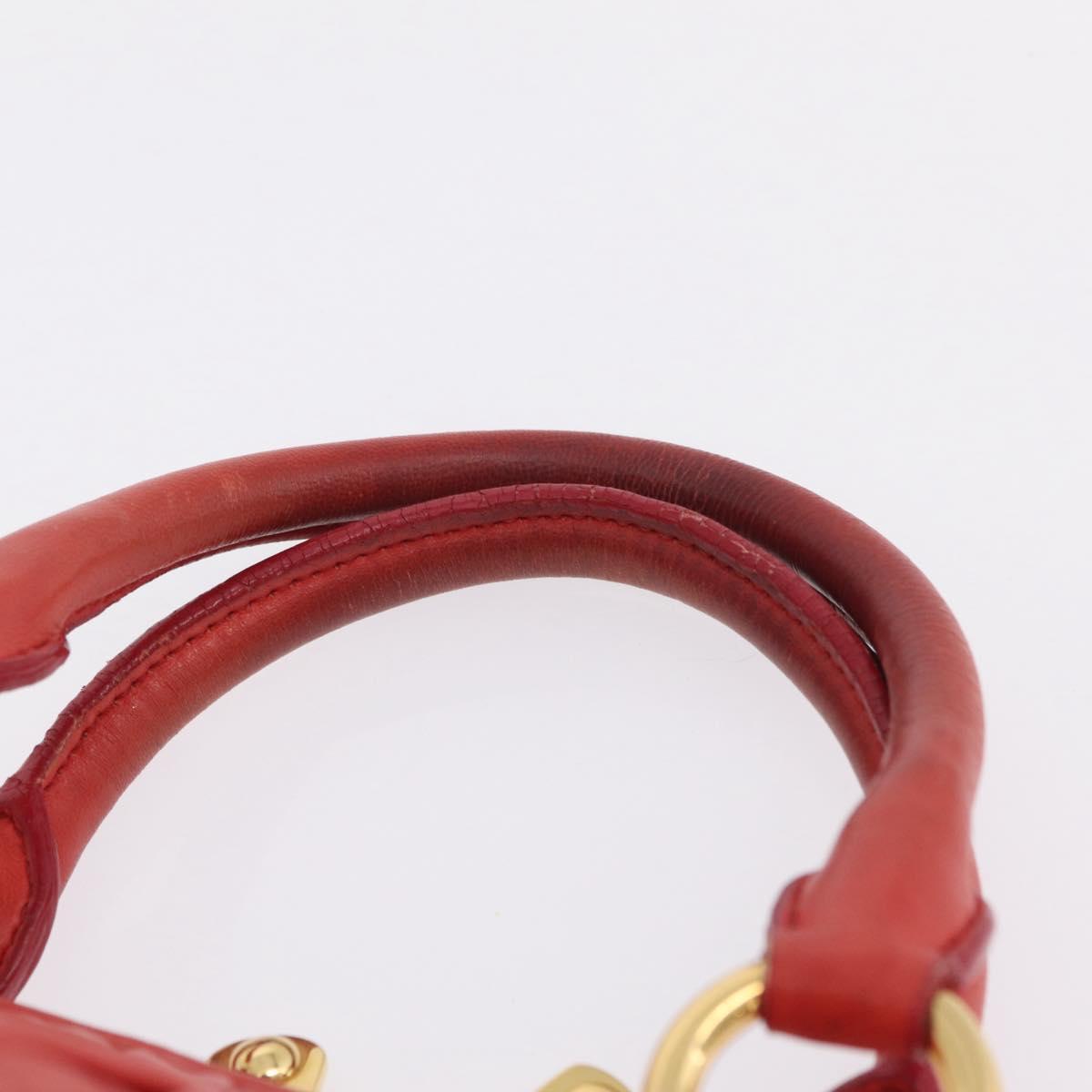 Miu Miu Matelasse Hand Bag Leather 2way Orange Gold Auth 167852V