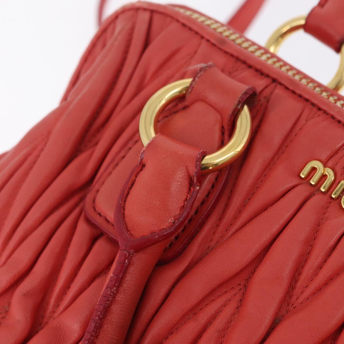 Miu Miu Matelasse Hand Bag Leather 2way Orange Gold Auth 167852V
