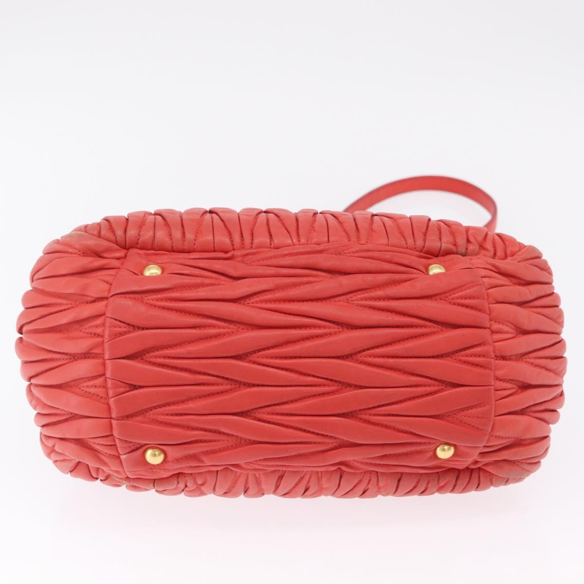 Miu Miu Matelasse Hand Bag Leather 2way Orange Gold Auth 167852V