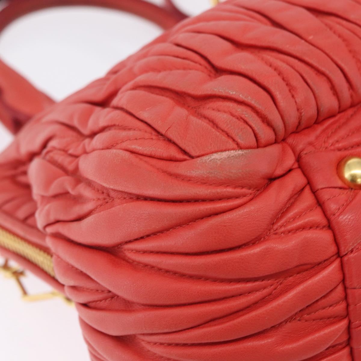 Miu Miu Matelasse Hand Bag Leather 2way Orange Gold Auth 167852V