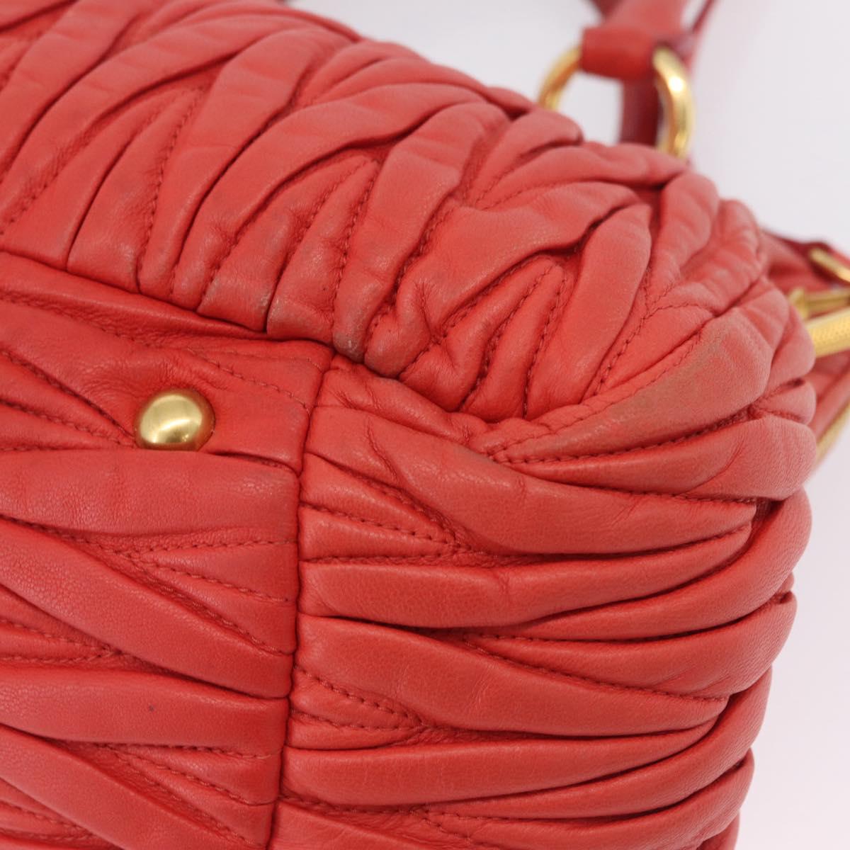 Miu Miu Matelasse Hand Bag Leather 2way Orange Gold Auth 167852V