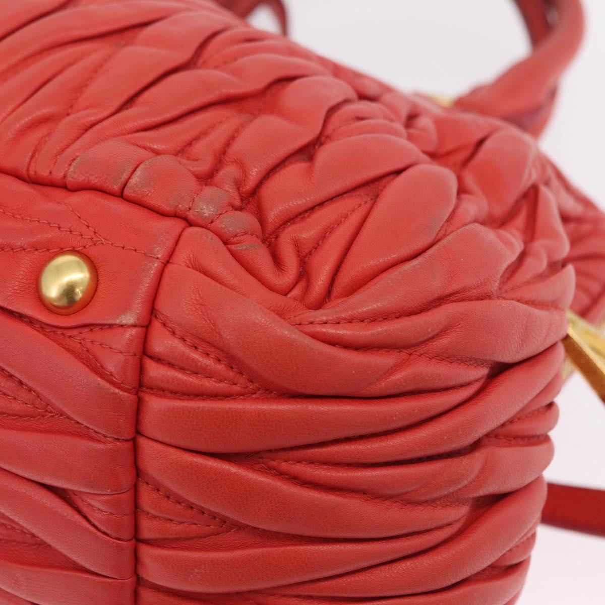Miu Miu Matelasse Hand Bag Leather 2way Orange Gold Auth 167852V