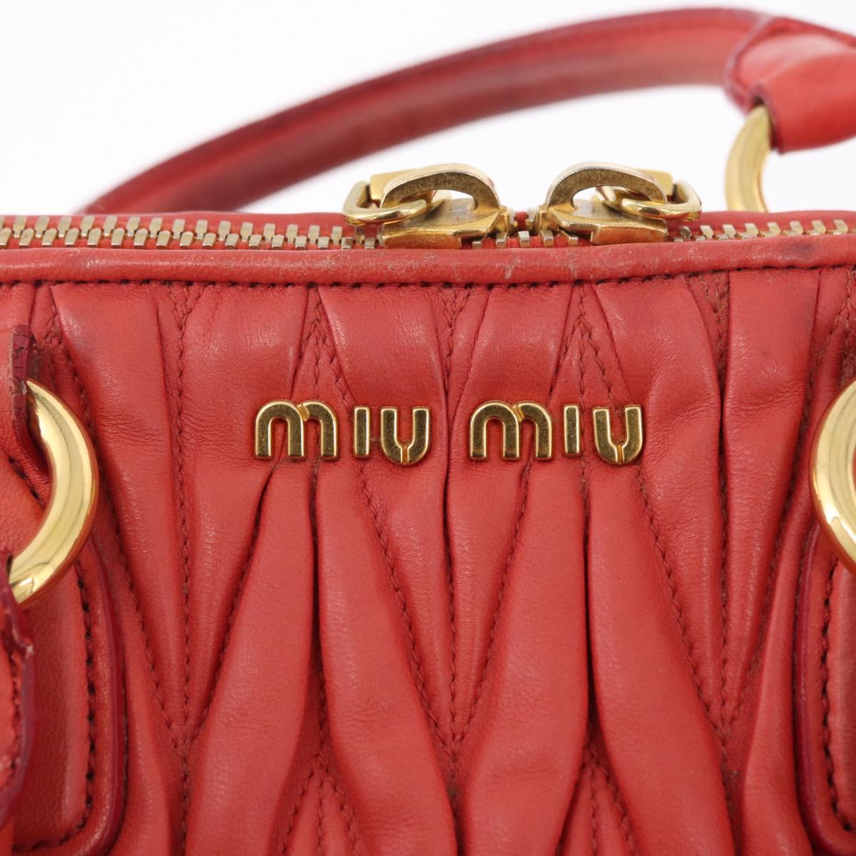 Miu Miu Matelasse Hand Bag Leather 2way Orange Gold Auth 167852V