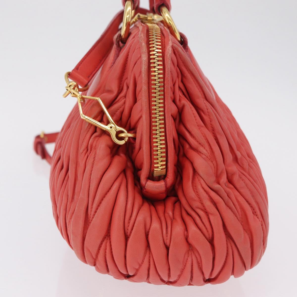 Miu Miu Matelasse Hand Bag Leather 2way Orange Gold Auth 167852V