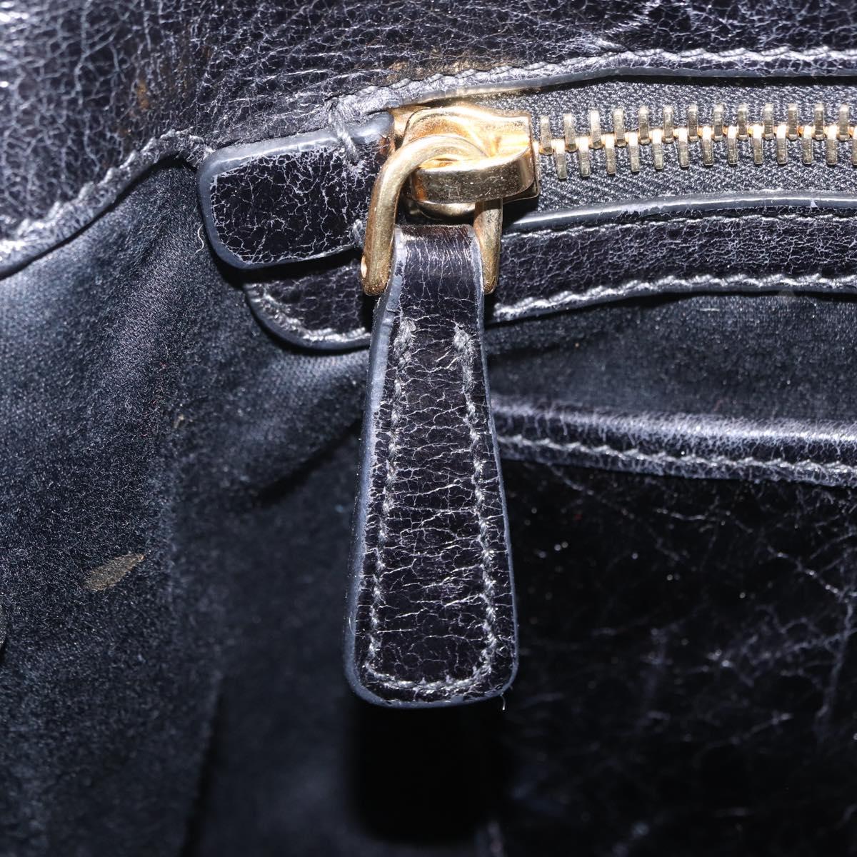Miu Miu Matelasse Hand Bag Leather Black Gold Auth 167855A