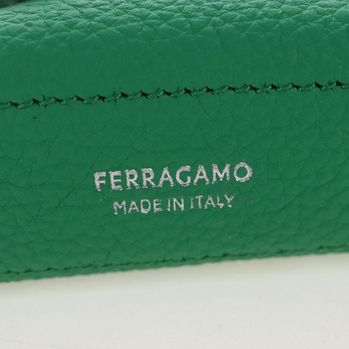 Salvatore Ferragamo Gancini Bag Charm Leather Green Silver Auth 167856M