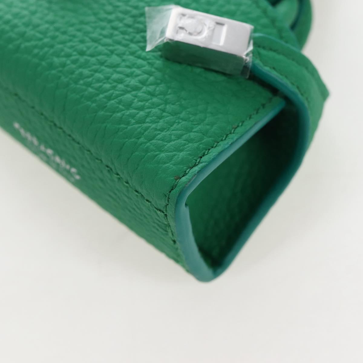 Salvatore Ferragamo Gancini Bag Charm Leather Green Silver Auth 167856M
