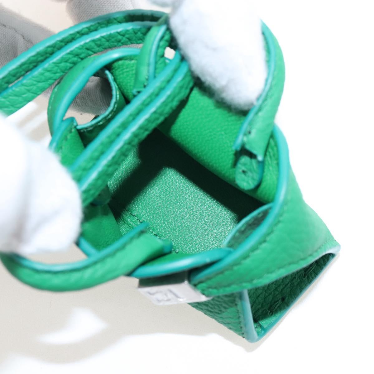 Salvatore Ferragamo Gancini Bag Charm Leather Green Silver Auth 167856M