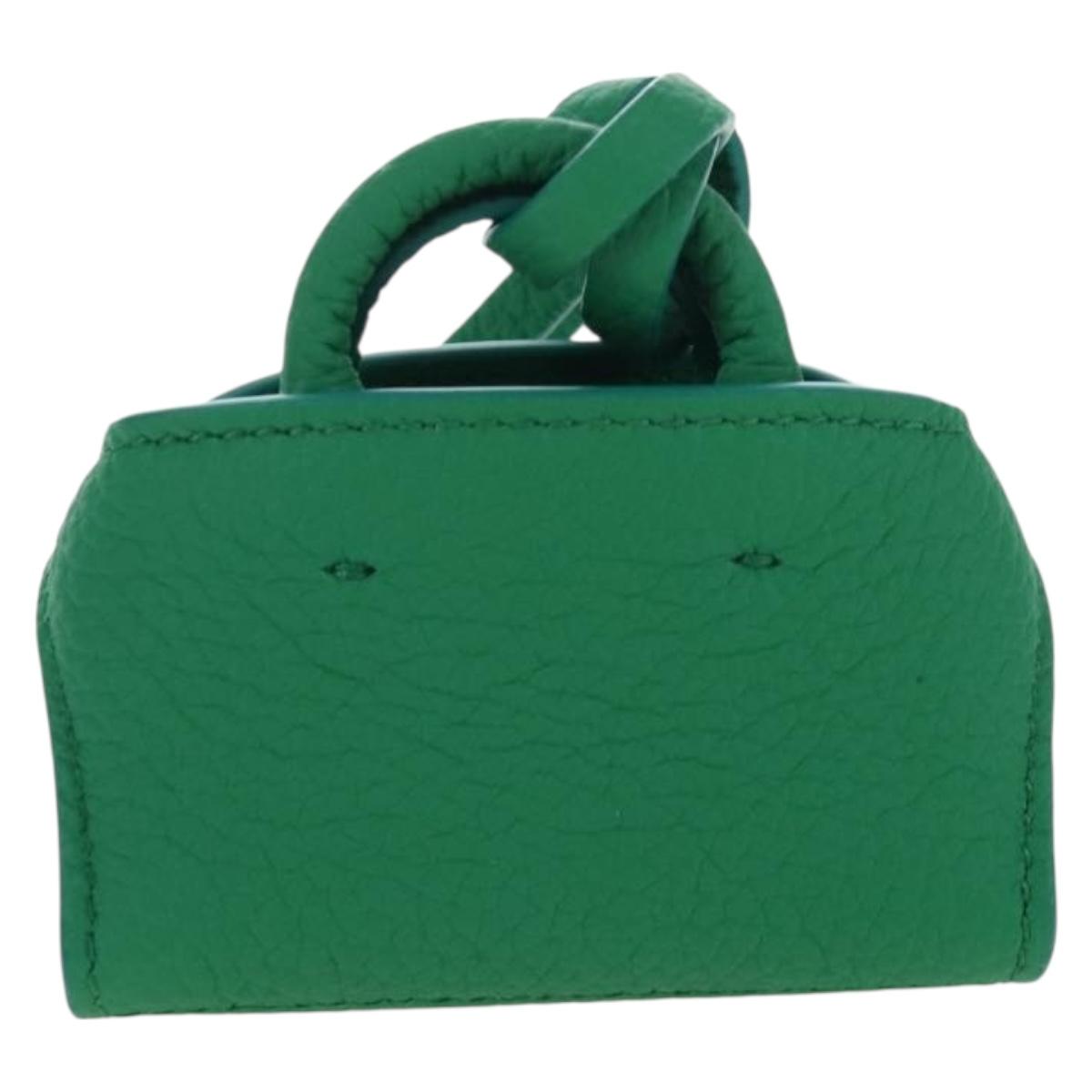 Salvatore Ferragamo Gancini Bag Charm Leather Green Silver Auth 167856M