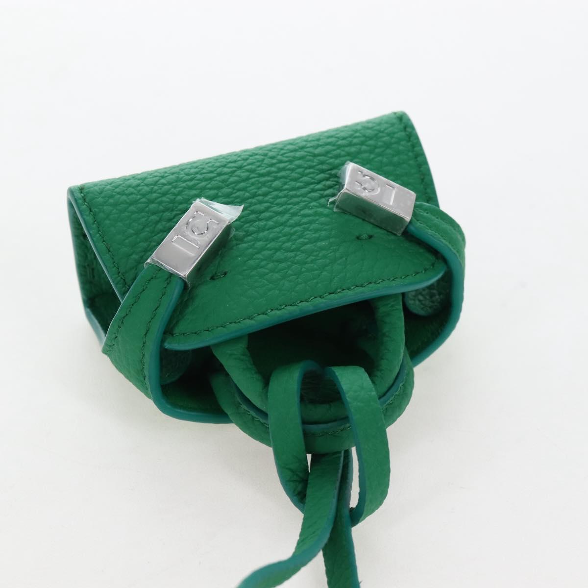 Salvatore Ferragamo Gancini Bag Charm Leather Green Silver Auth 167856M