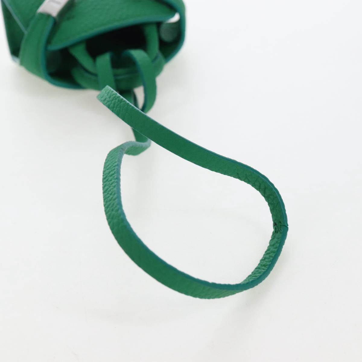 Salvatore Ferragamo Gancini Bag Charm Leather Green Silver Auth 167856M