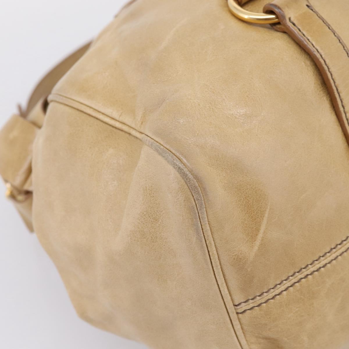 Miu Miu Hand Bag Leather 2way Beige Gold Auth 167861M