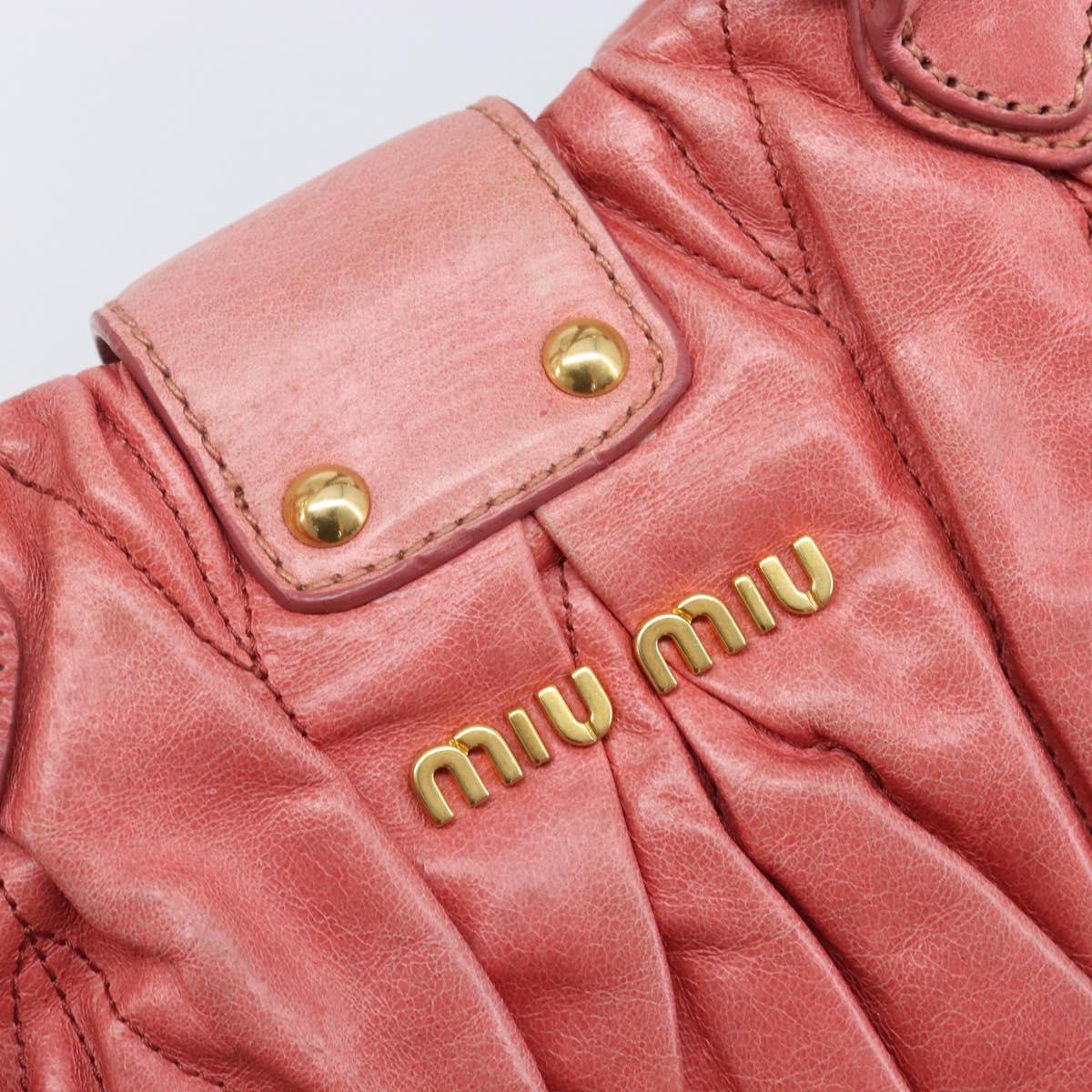 Miu Miu Matelasse Hand Bag Leather 2way Pink Gold Auth 167863A