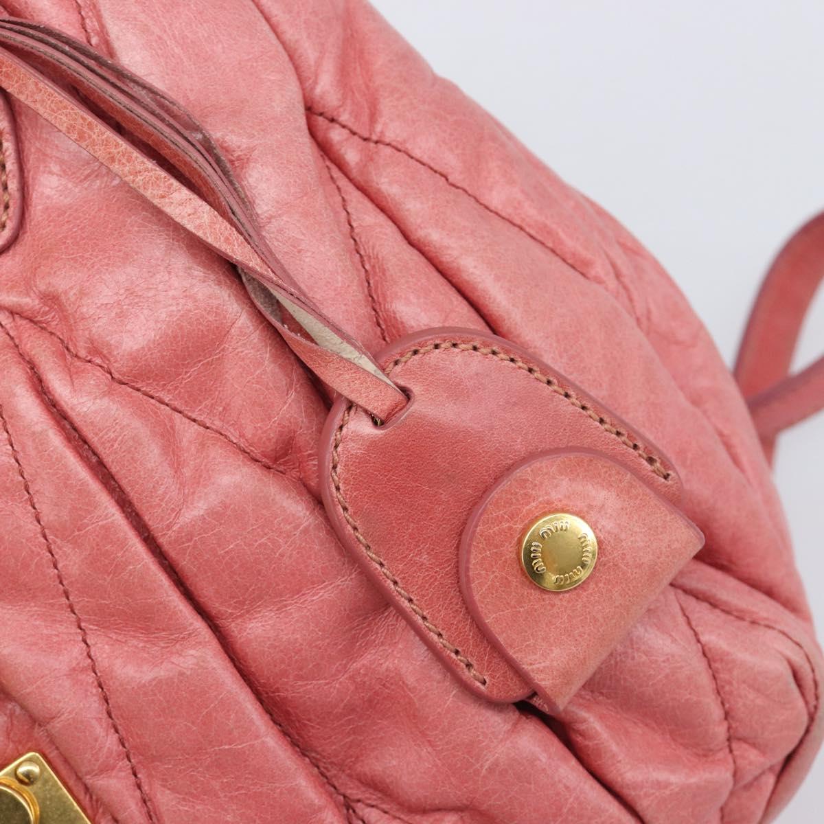 Miu Miu Matelasse Hand Bag Leather 2way Pink Gold Auth 167863A