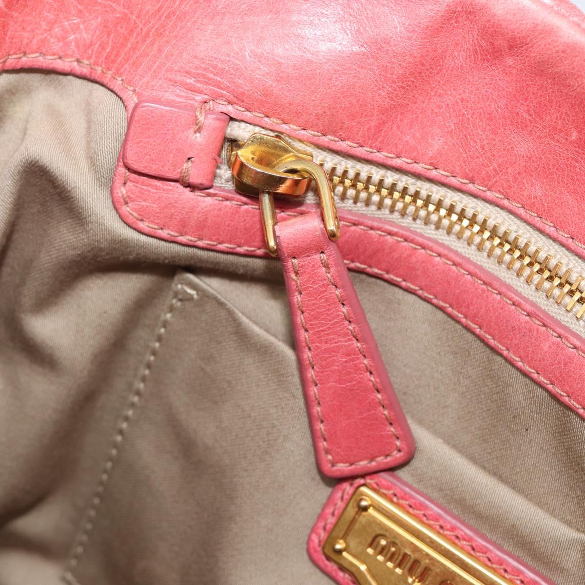 Miu Miu Matelasse Hand Bag Leather 2way Pink Gold Auth 167863A