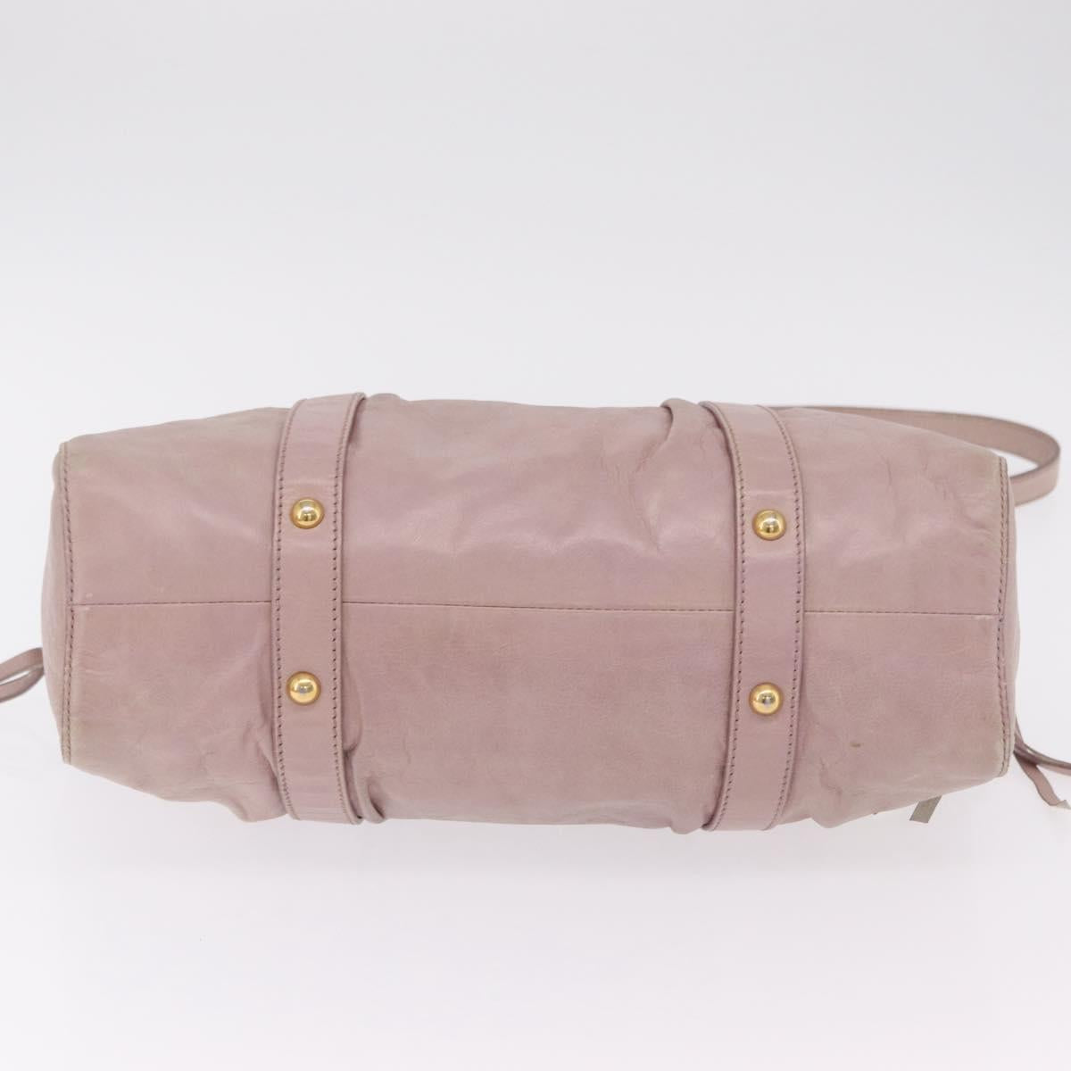 Miu Miu Hand Bag Leather 2way Pink Gold Auth 167865M