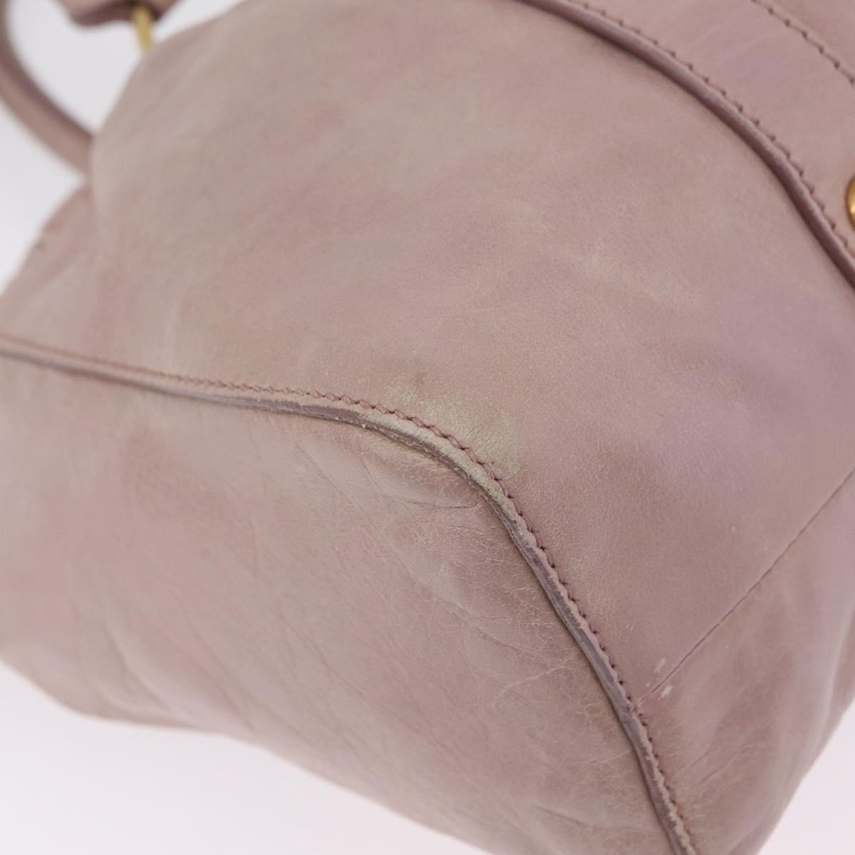 Miu Miu Hand Bag Leather 2way Pink Gold Auth 167865M