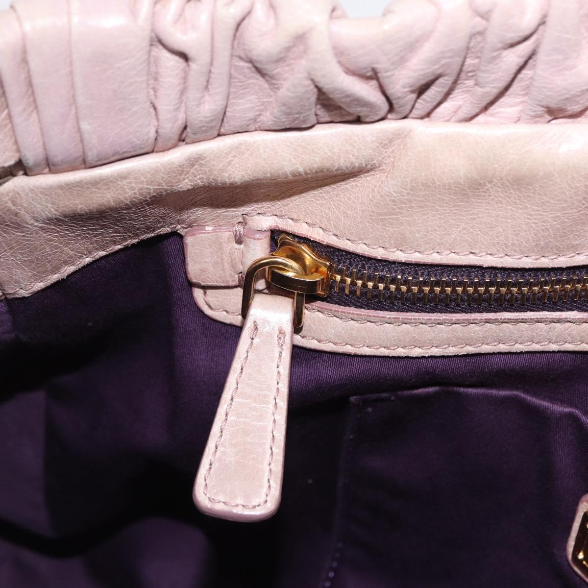 Miu Miu Hand Bag Leather 2way Pink Gold Auth 167865M