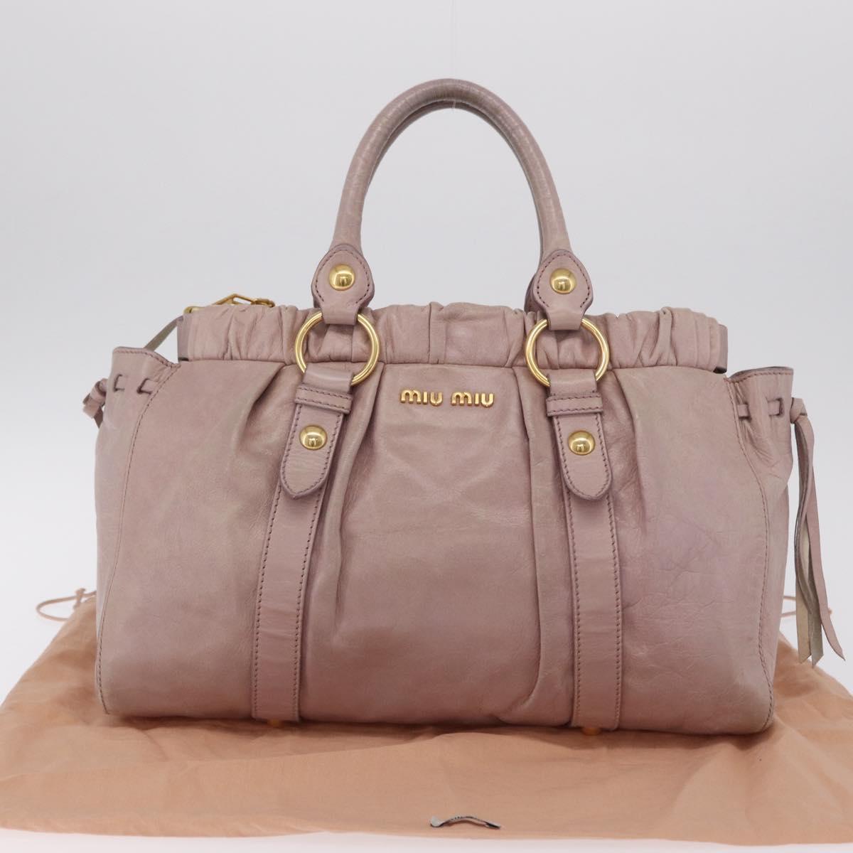 Miu Miu Hand Bag Leather 2way Pink Gold Auth 167865M