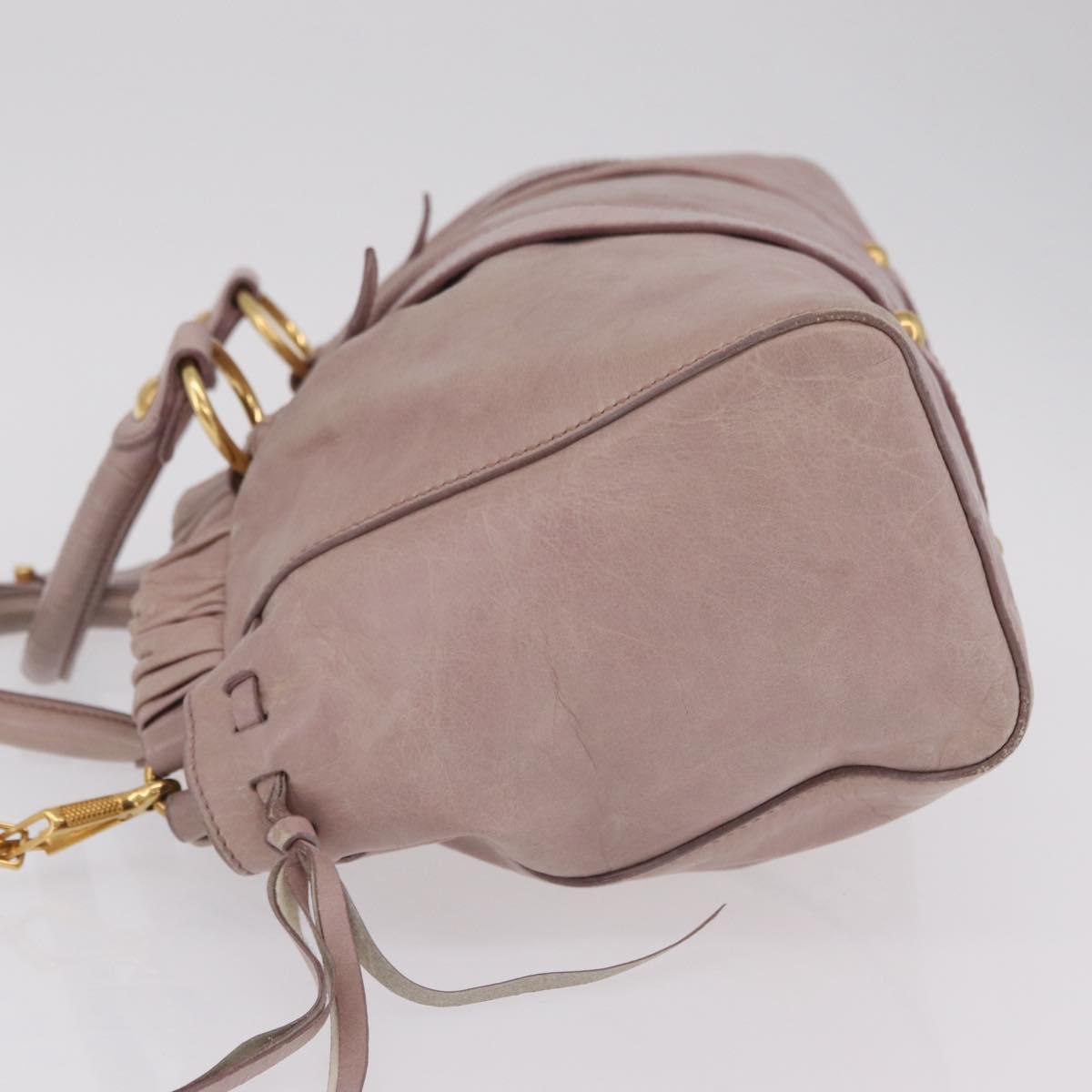 Miu Miu Hand Bag Leather 2way Pink Gold Auth 167865M