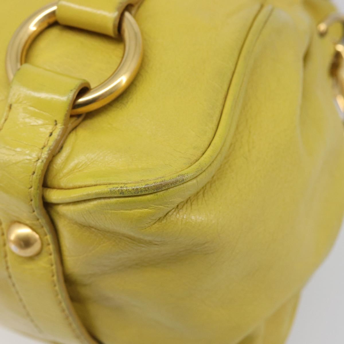 Miu Miu Hand Bag Leather 2way Yellow Gold Auth 167868V