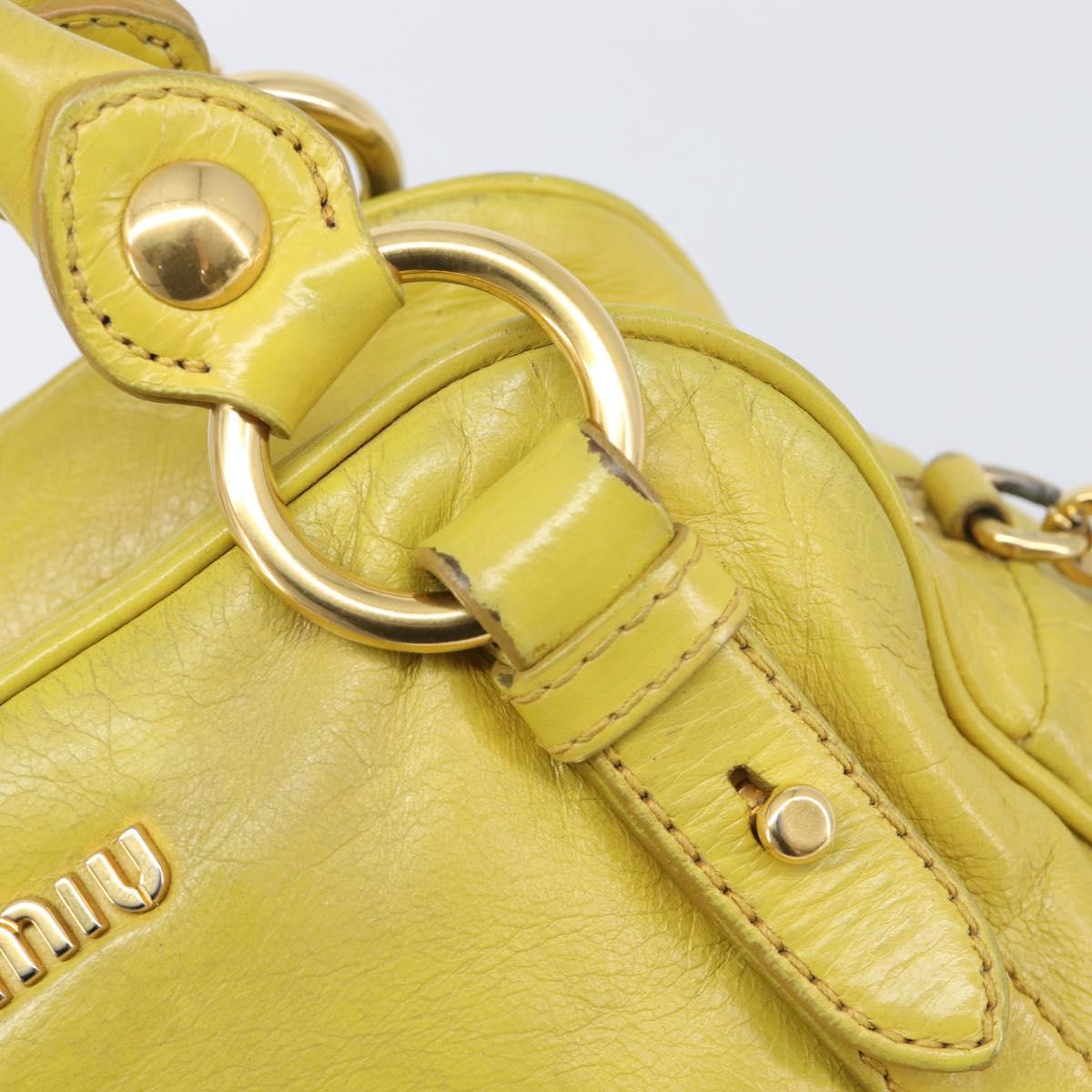 Miu Miu Hand Bag Leather 2way Yellow Gold Auth 167868V