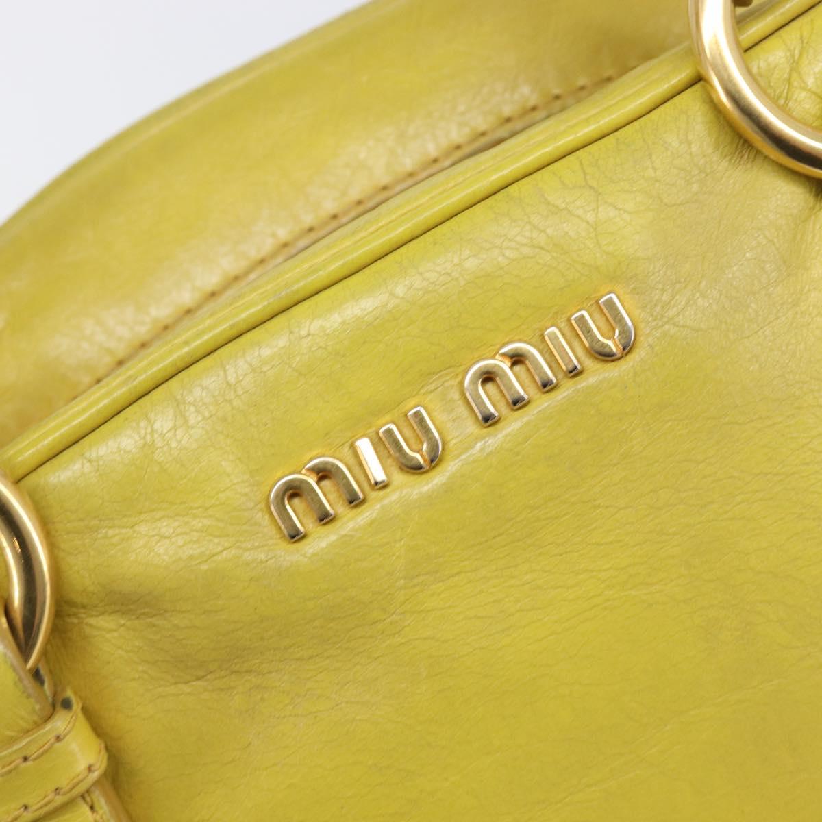 Miu Miu Hand Bag Leather 2way Yellow Gold Auth 167868V