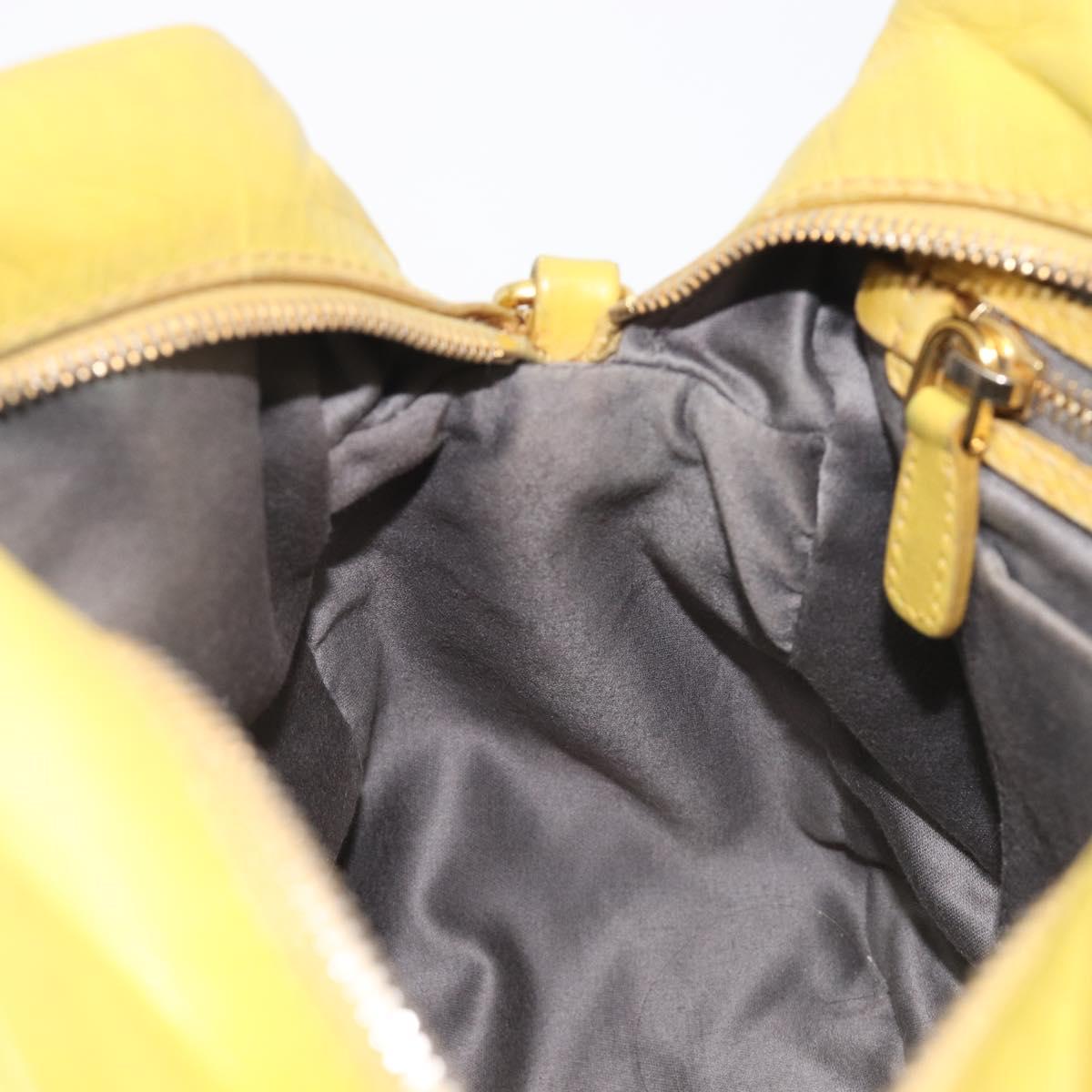 Miu Miu Hand Bag Leather 2way Yellow Gold Auth 167868V