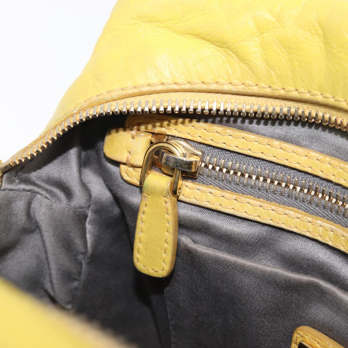 Miu Miu Hand Bag Leather 2way Yellow Gold Auth 167868V