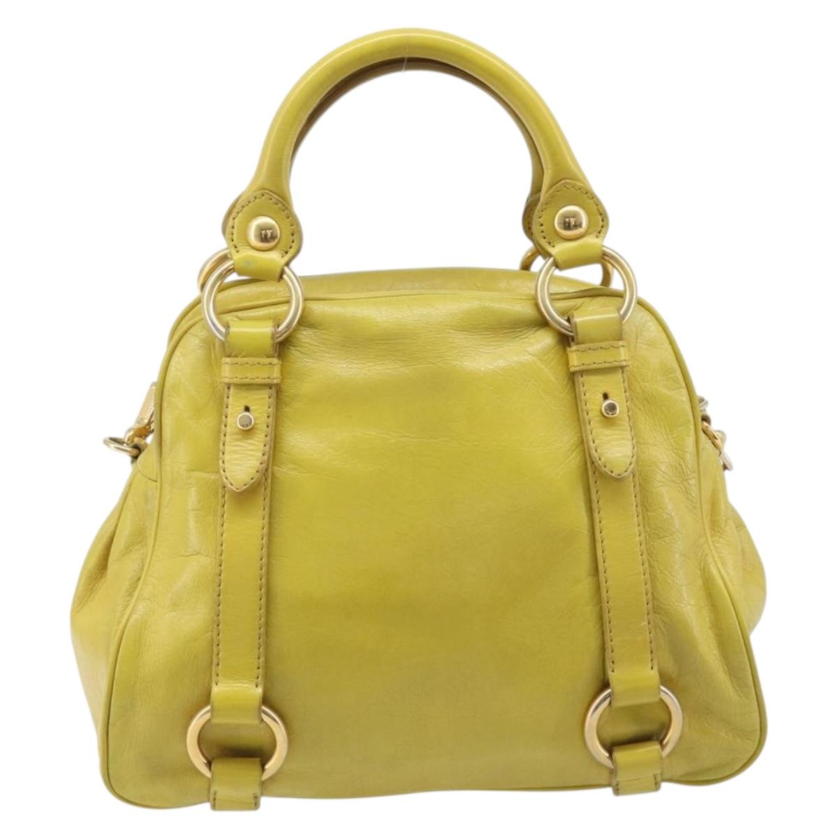 Miu Miu Hand Bag Leather 2way Yellow Gold Auth 167868V