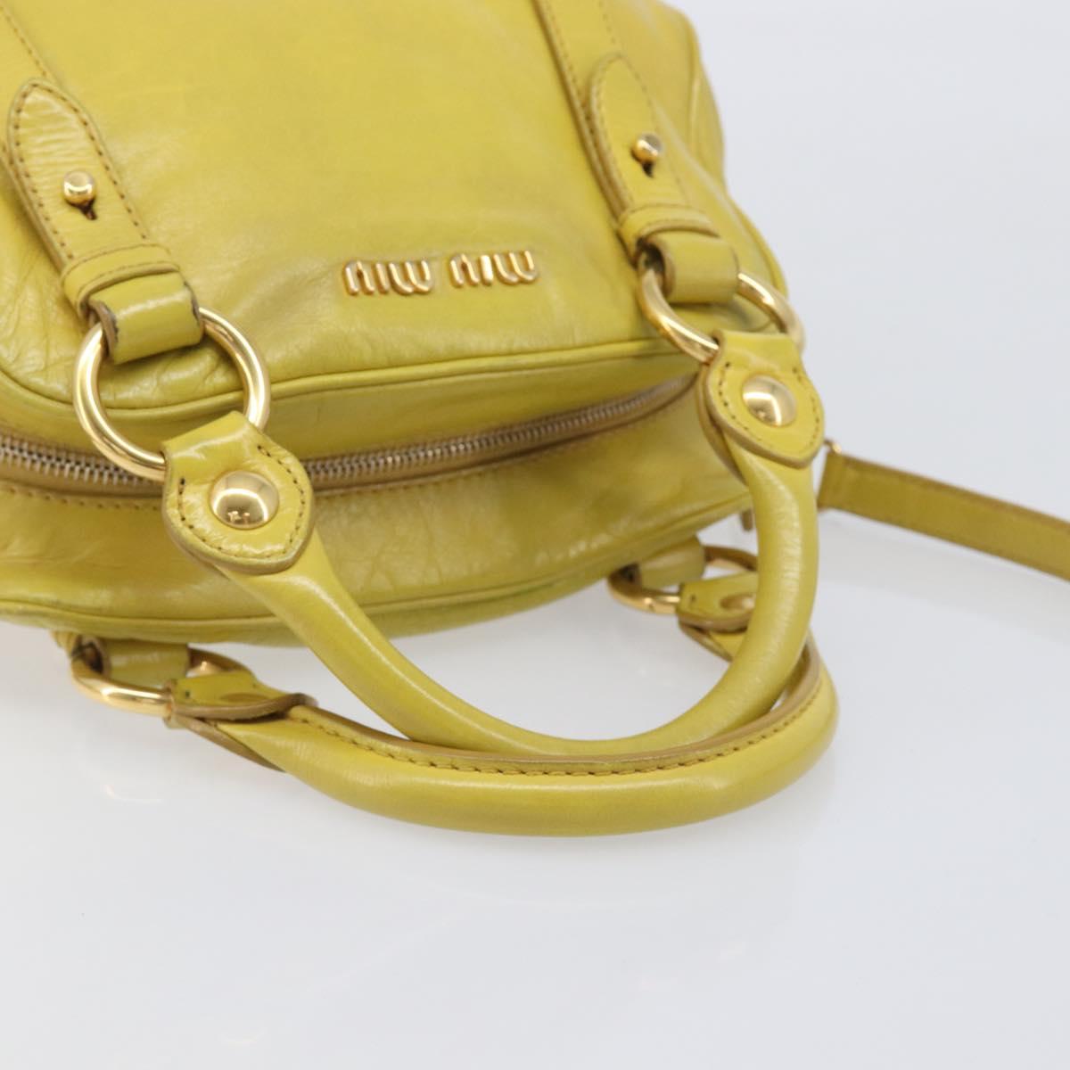 Miu Miu Hand Bag Leather 2way Yellow Gold Auth 167868V