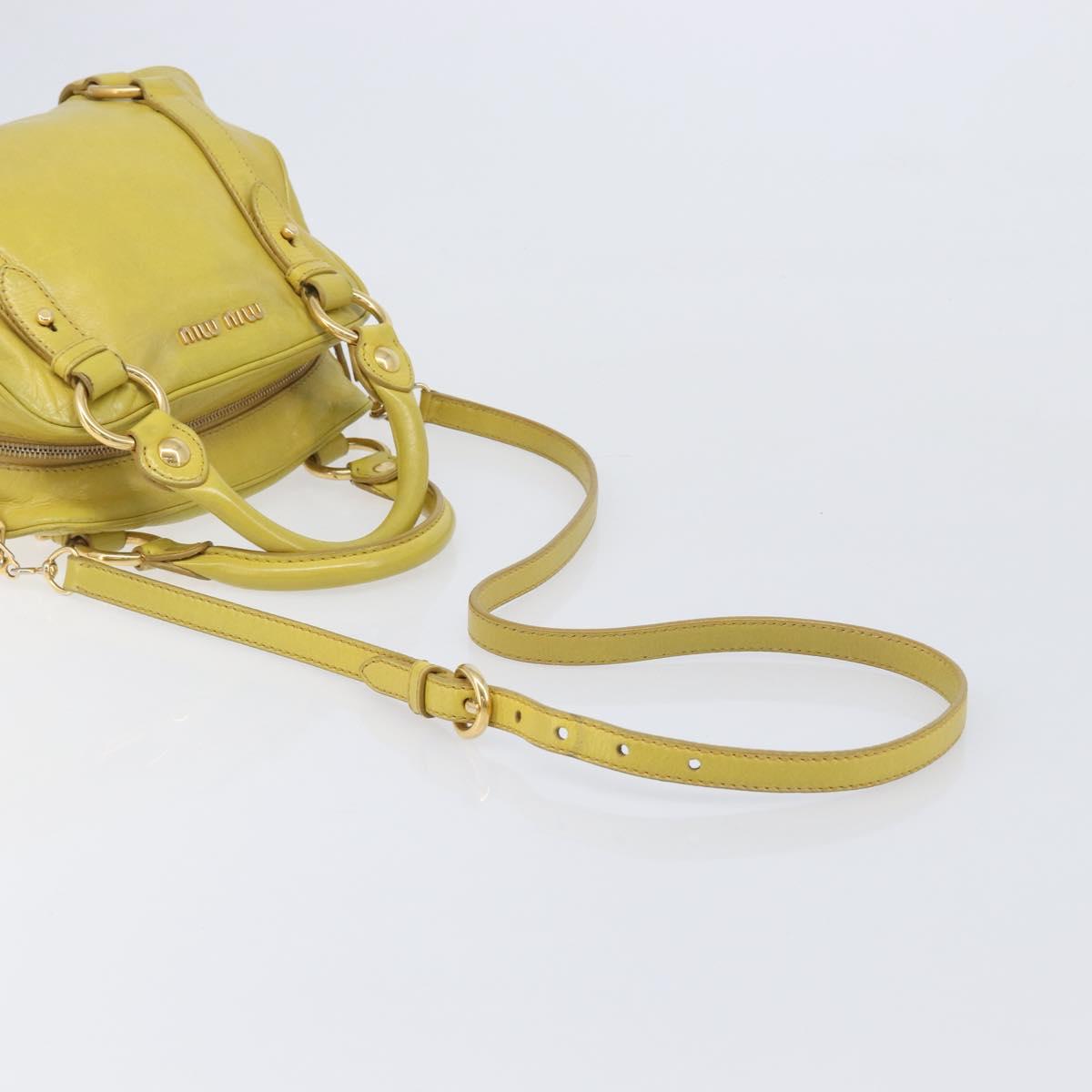 Miu Miu Hand Bag Leather 2way Yellow Gold Auth 167868V