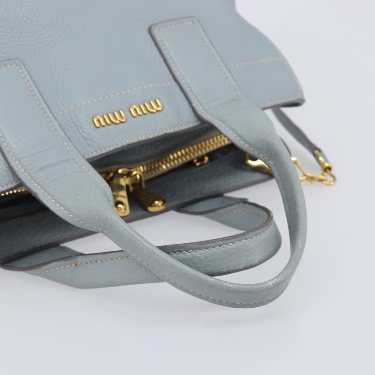 Miu Miu Hand Bag Leather 2way Light Blue Gold Auth 167870A
