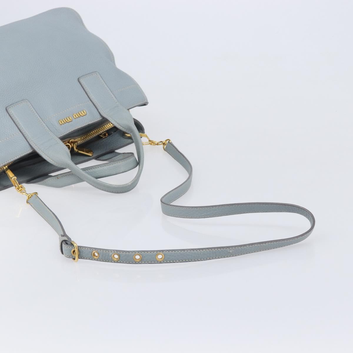 Miu Miu Hand Bag Leather 2way Light Blue Gold Auth 167870A